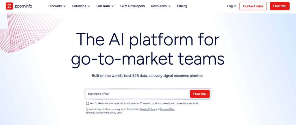 ZoomInfo landing page