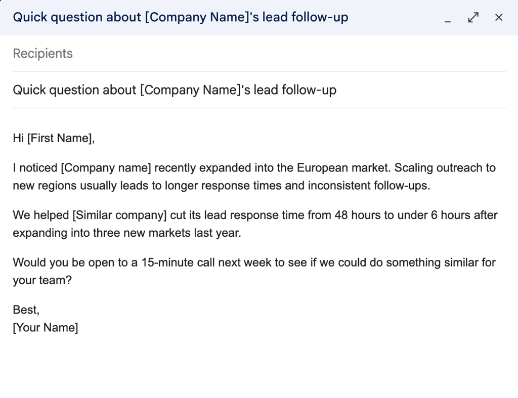 An example of cold email