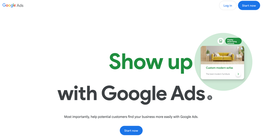 Google Ads landing page