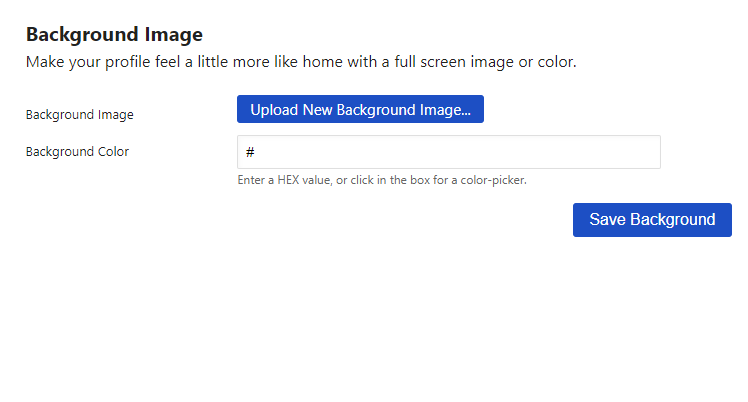 Background image settings of a Gravatar profile