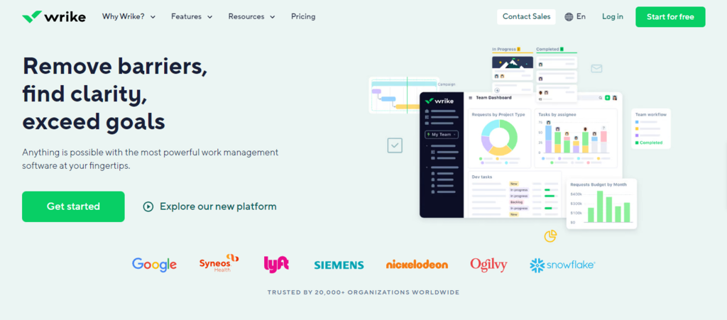 Wrike homepage