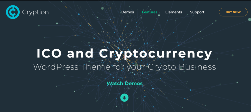 The preview page of Cryption, a WordPress theme.