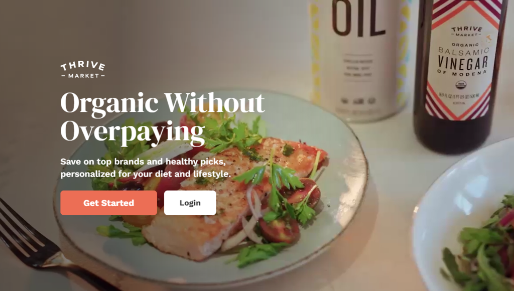 The website of Thrive Market, a sustainable eCommerce store