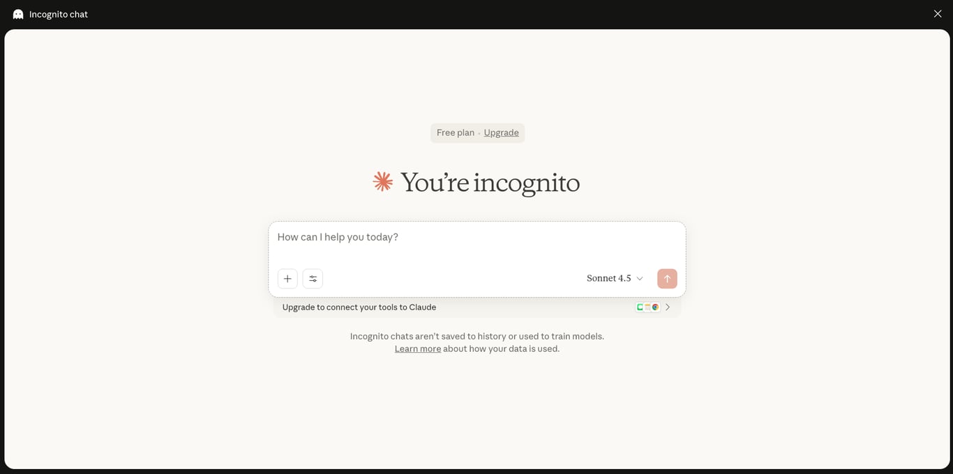 Claude incognito mode