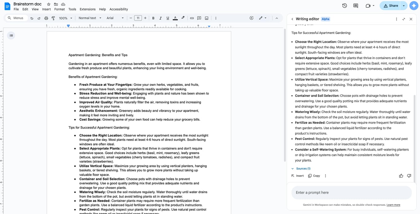 Gemini in Google Docs