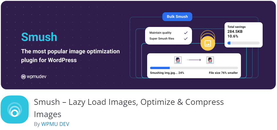 Smush WordPress plugin banner