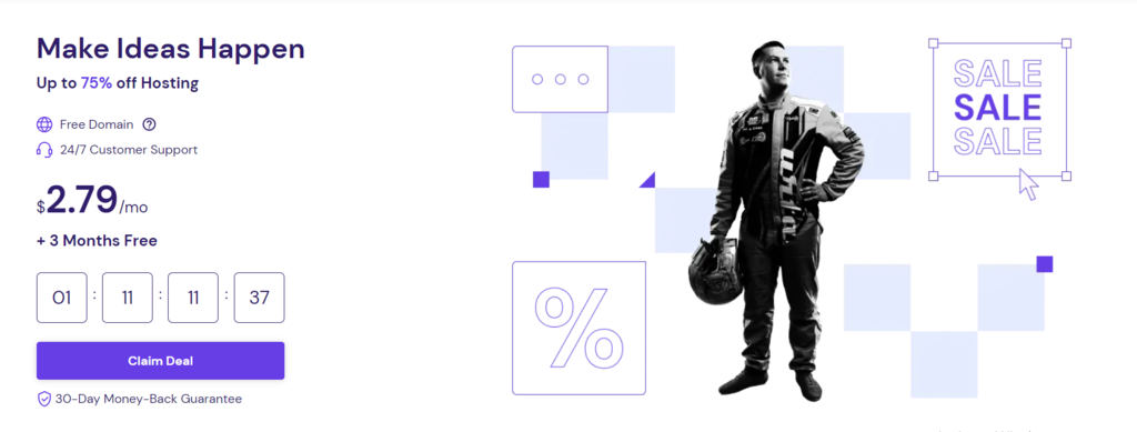 An example of Hostinger's "Claim Deal" CTA button used in practice