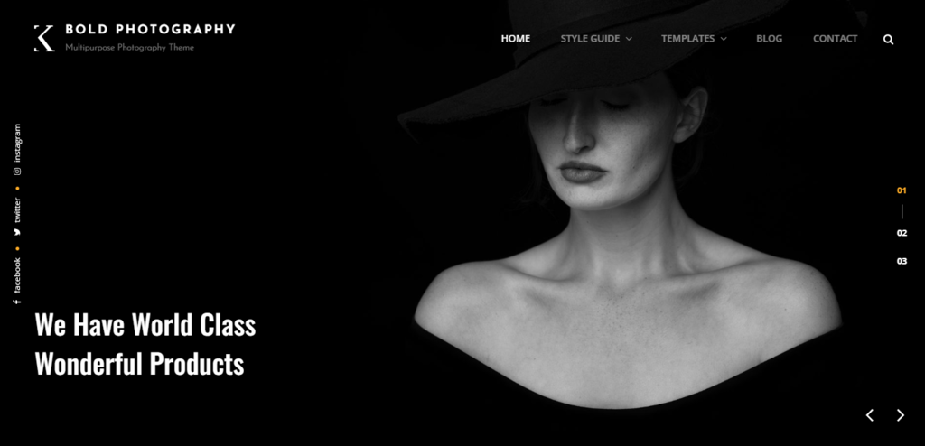 Th&egrave;me WordPress Bold Photography pour photographe