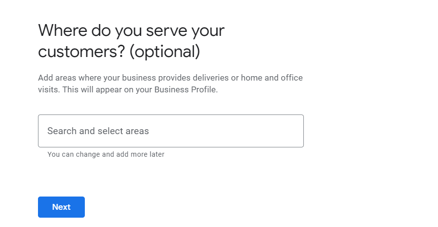 GMB registration page with a field to enter contact details.