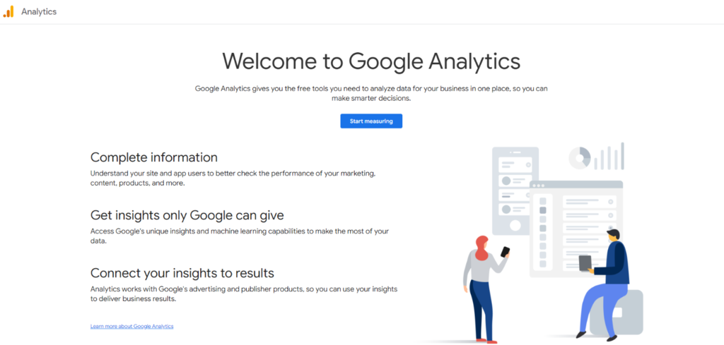 Google Analytics website homepage

