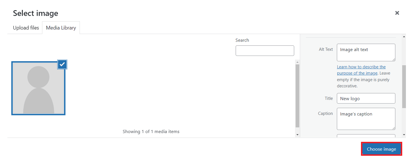 LoginPress' change the logo window