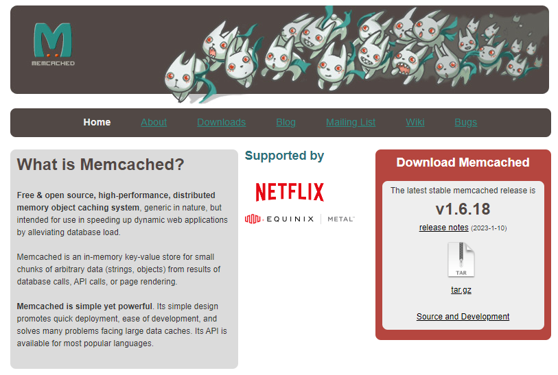 Memcached's official website