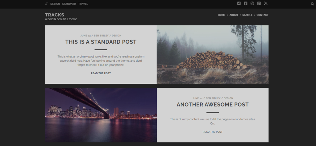 Th&egrave;me WordPress Tracks pour photographe