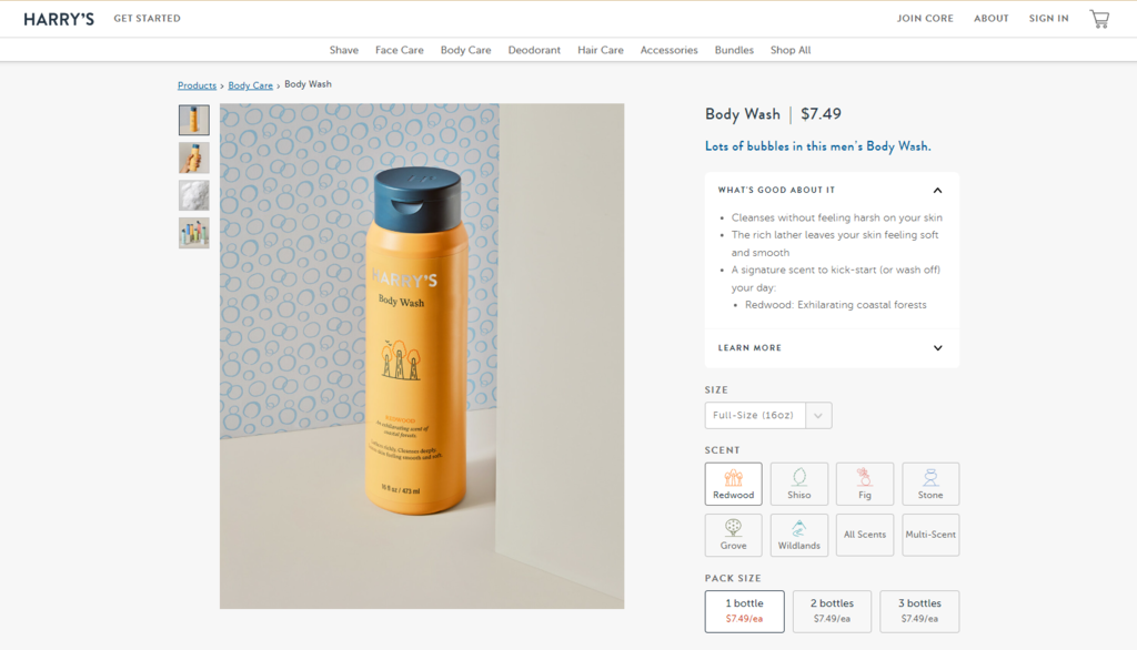 Harry's product page