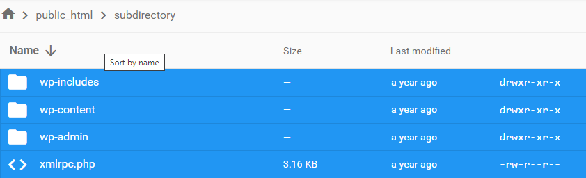 selecting all files on file manager