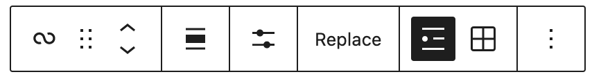 The block toolbar for the Query Loop block, all configuration buttons are visible