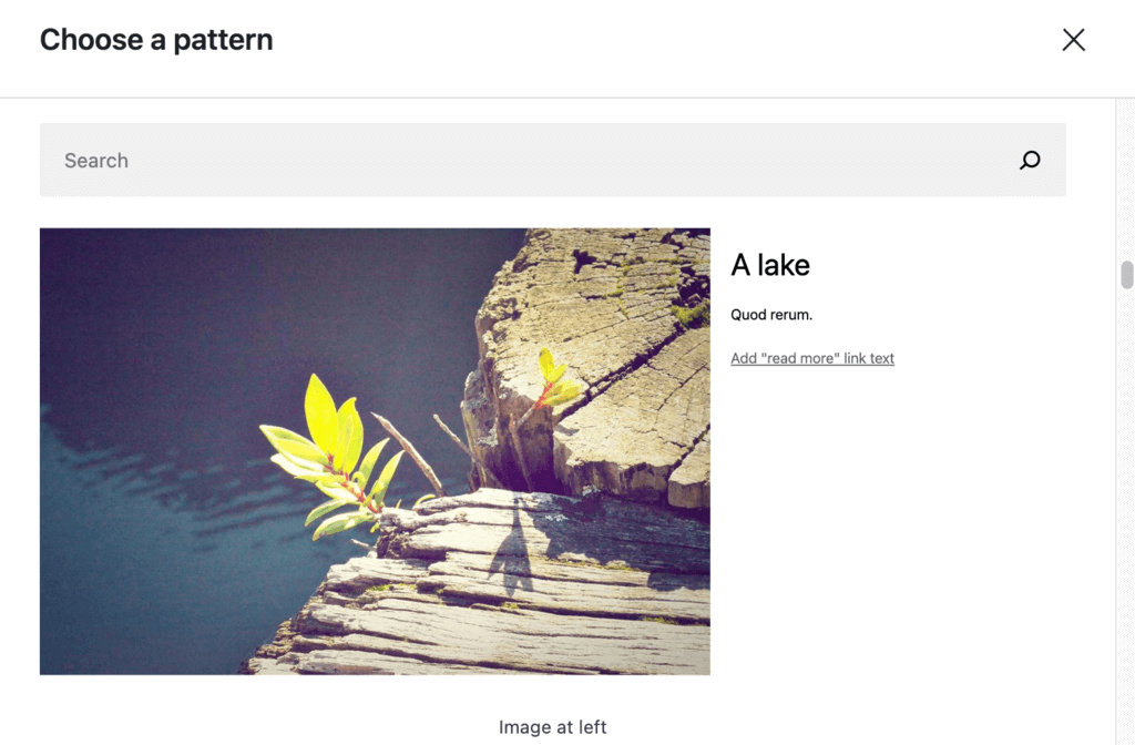 Choose a pattern window for the Query Loop block