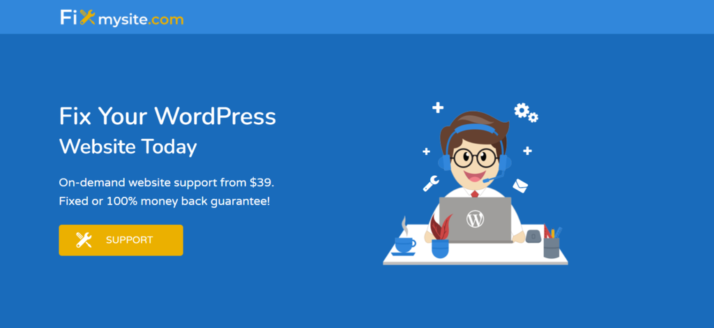 FixMySite's homepage: Fix Your WordPress Website Today
