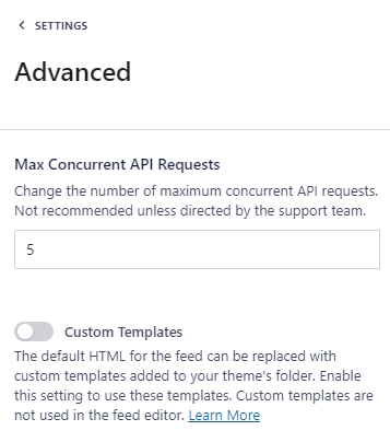 The Advanced settings on Smash Balloon's feed editor