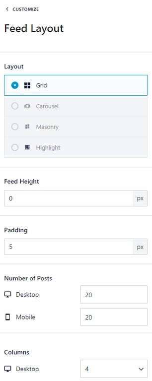 The Feed Layout option on Smash Balloon's feed editor
