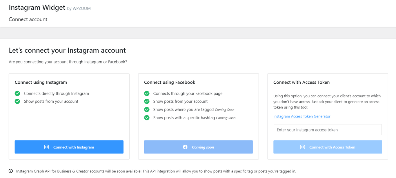 WPZOOM Instagram widget interface