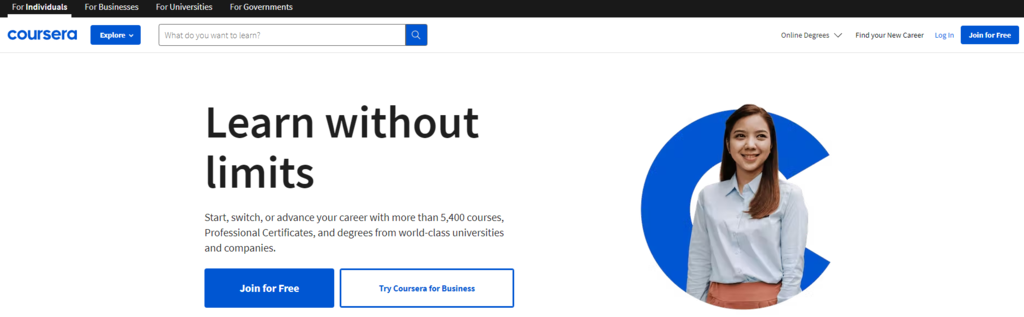 Coursera's official website
