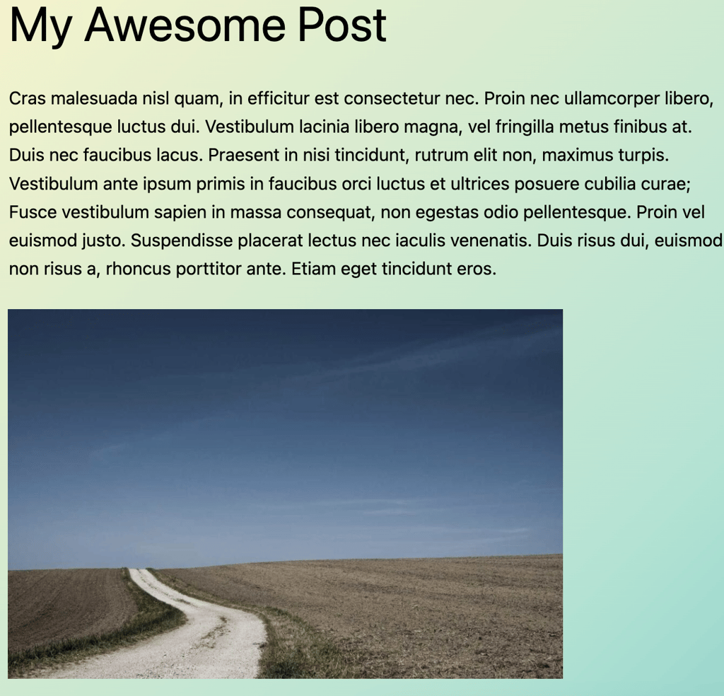 A WordPress post with the default wp_get_attachment_image() function added