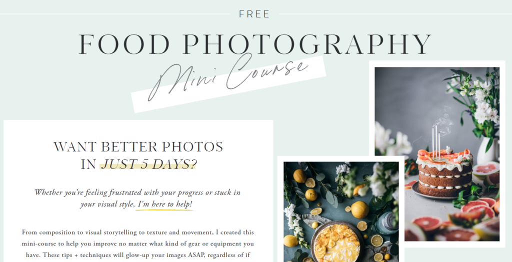 A five-day food photography mini-course