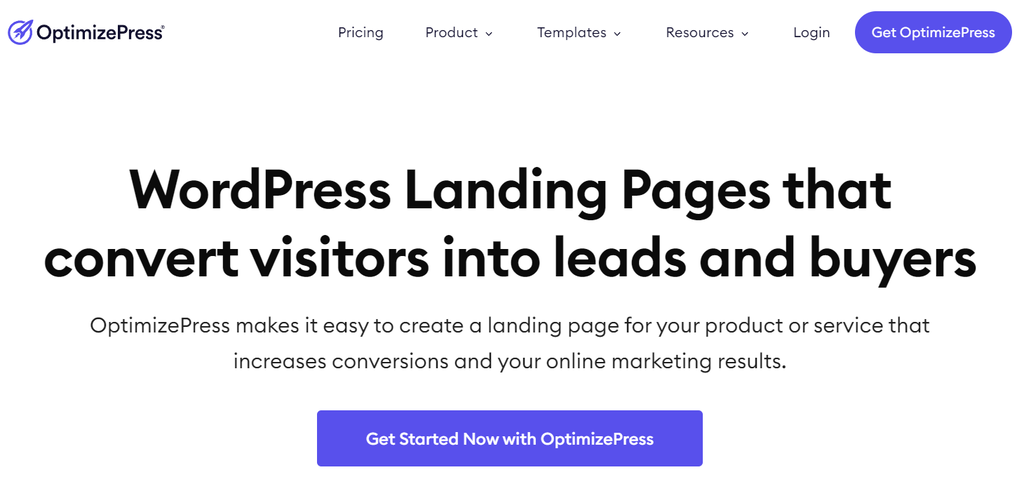 OptimizePress landing page builder page