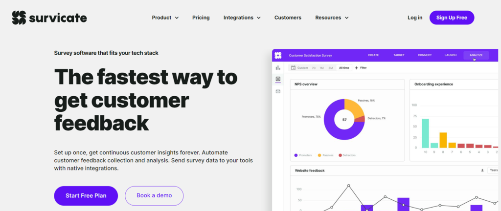 Survicate's official homepage