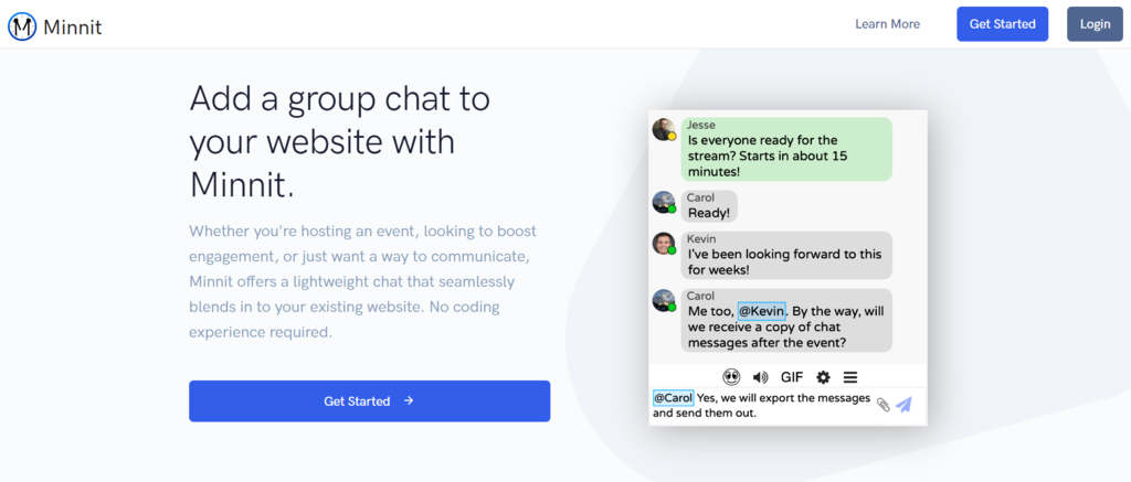 The Minnit Chat featured image on the WordPress Plugin Directory page