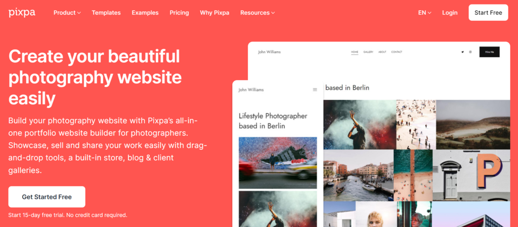 Pixpa homepage