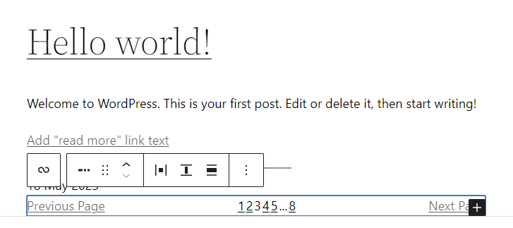 Modifying the appearance of a navigation bar in the query loop block.