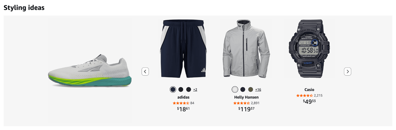 Amazon recommendations based on styling ideas