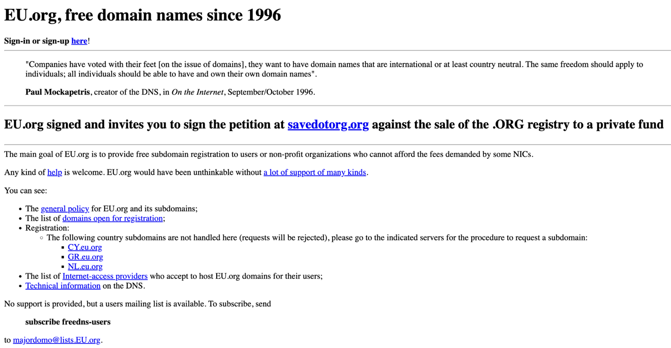 EU.org homepage