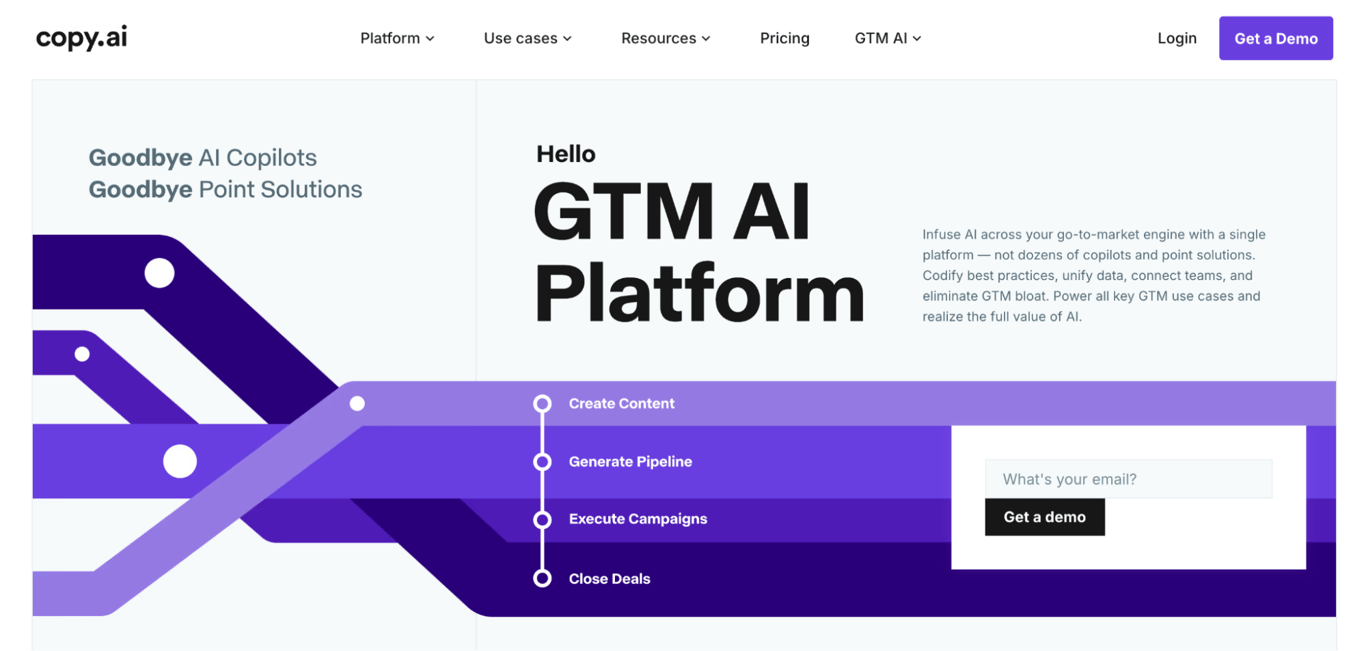 Copy AI landing page