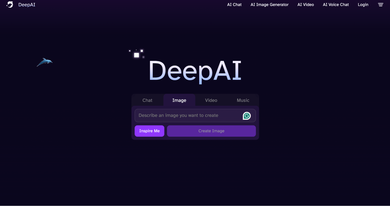 DeepAI landing page