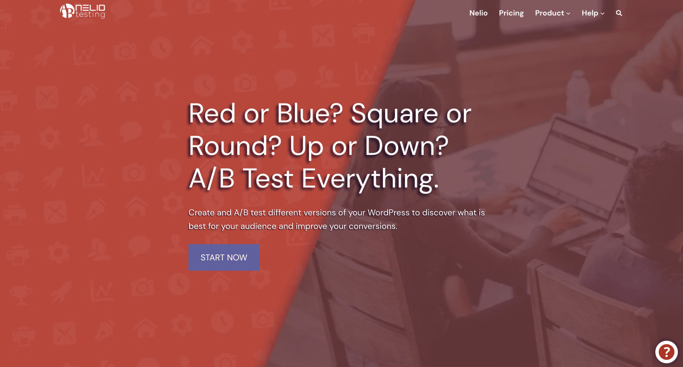 Nelio AB testing landing page
