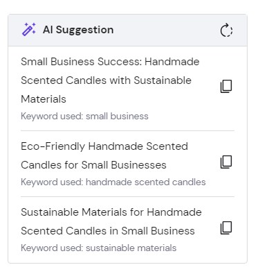 AI tool suggesting headers for website on Hostinger Website Builder