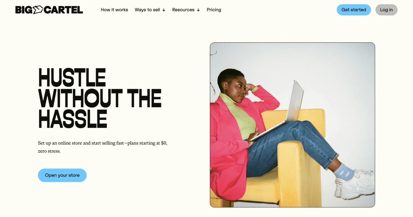Big Cartel homepage for artists and creators