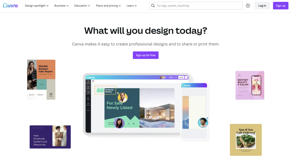 Canva landing page