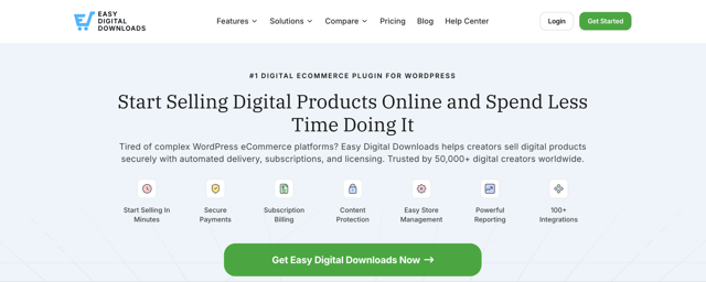 Easy Digital Downloads homepage