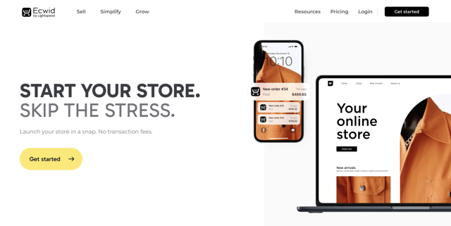 Ecwid by Lightspeed homepage