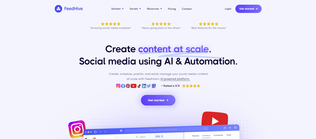 The homepage of FeedHive.