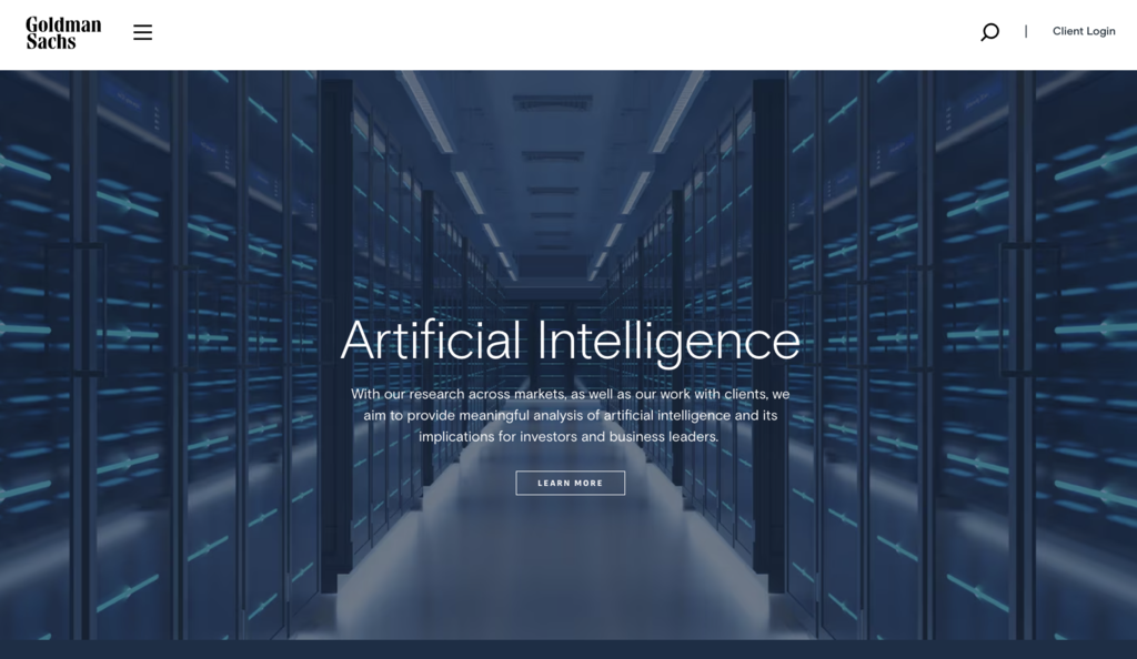 Goldman Sachs landing page
