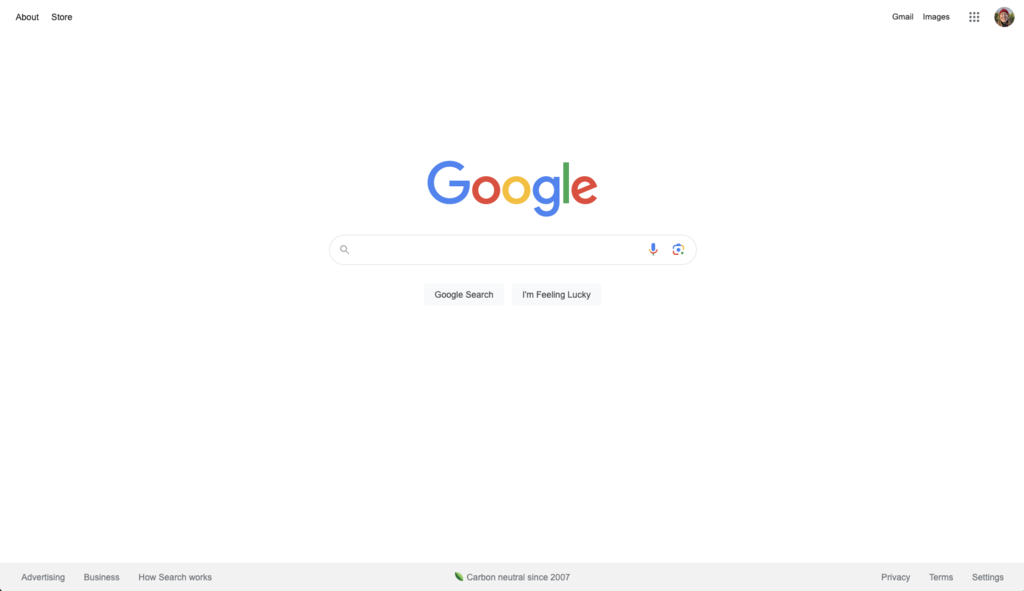 Google landing page
