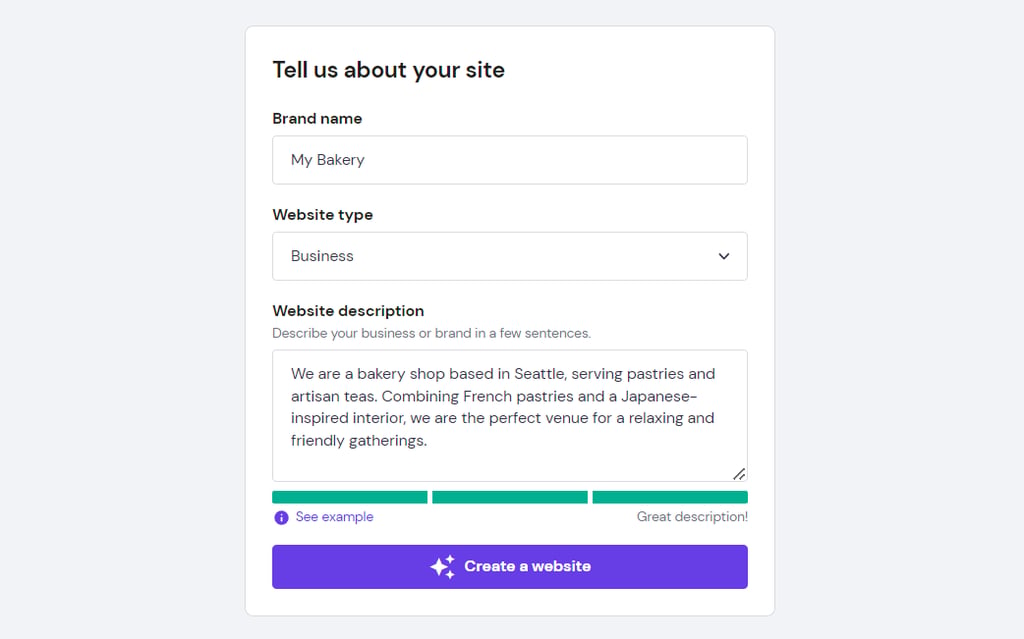 Creating a website with Hostinger's AI Builder
