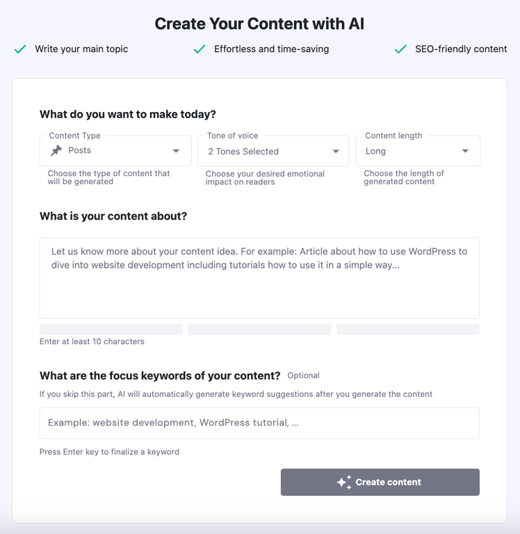 Hostinger AI content creator