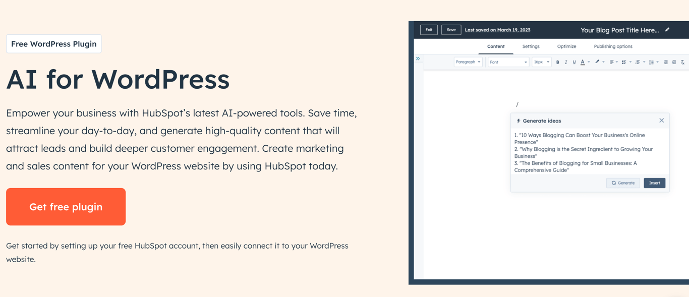 HubSpot landing page