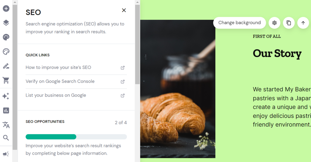 Hostinger Website Builder's SEO settings